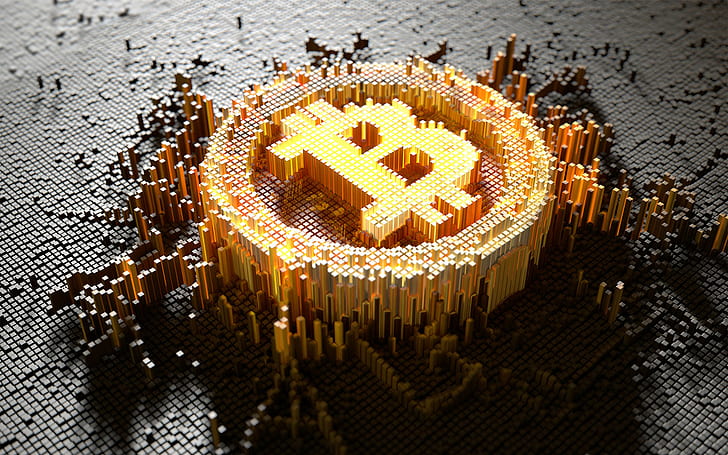 Bitcoin, Cryptocurrency, digital art, HD wallpaper