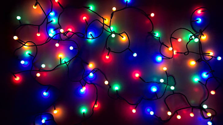 lampu, warna-warni, natal, perayaan, Wallpaper HD