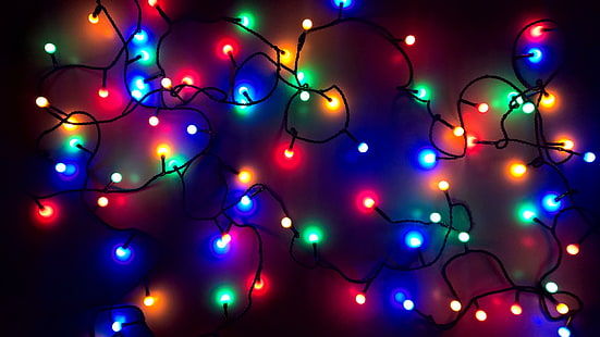lampu, warna-warni, natal, perayaan, Wallpaper HD HD wallpaper