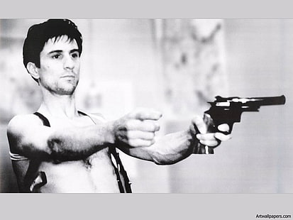 foto em tons de cinza do homem segurando o papel de parede pistola revólver, homens, legal, luta, arma, HD papel de parede HD wallpaper