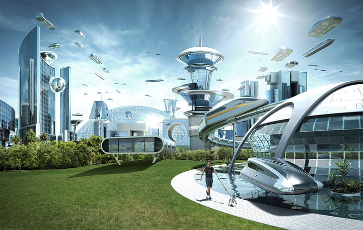 도시, 도시, 미래, 공상 과학, HD 배경 화면