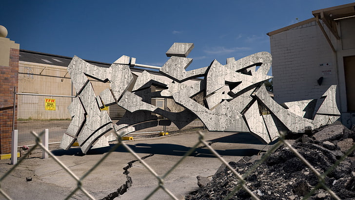 graue konkrete Kunststatue, städtisch, Graffiti, Razer, HD-Hintergrundbild