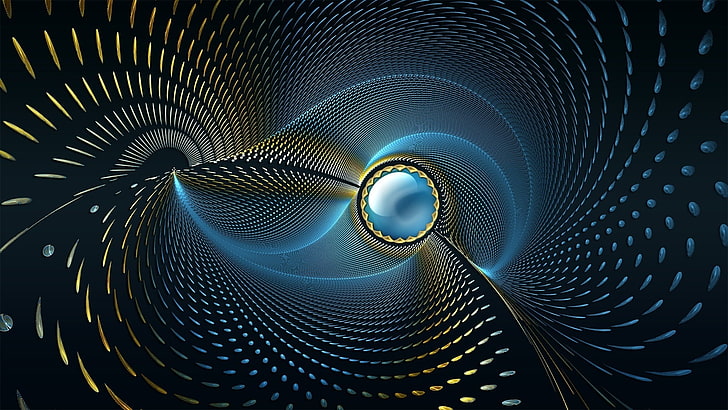 black and blue optical illusion, light, line, Wallpaper, figure, round, structure, HD wallpaper