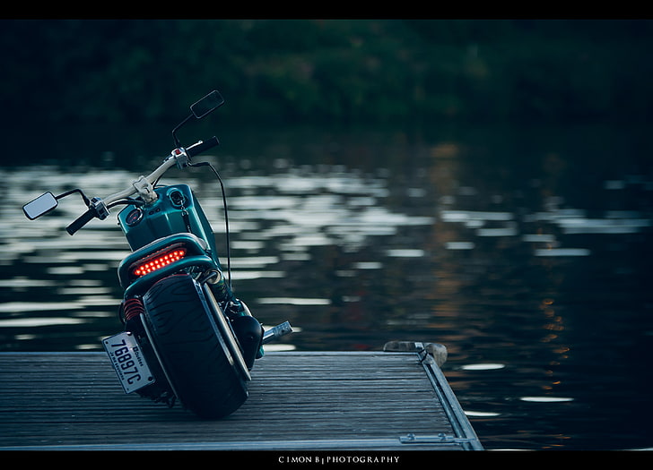 moto cruzador preto, veículo, natureza, água, motocicleta, HD papel de parede