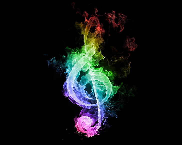 abstract flames music dark rainbows treble clef gclef black background 1280x1024  Entertainment Music HD Art , Abstract, flames, HD wallpaper