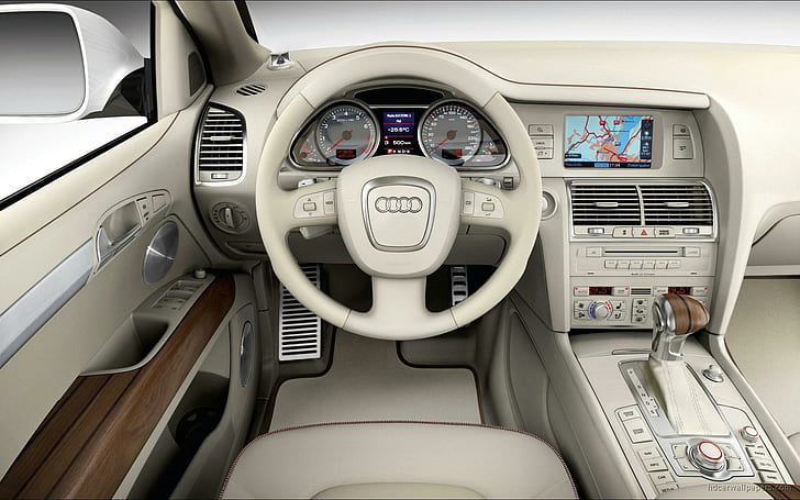 Audi Q7 Coastline Интериор, Audi волан, интериор, Audi, брегова линия, автомобили, HD тапет