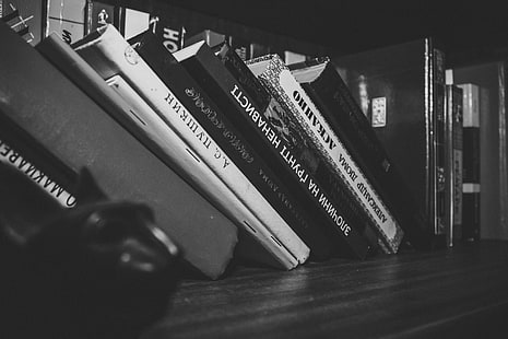 books, bookshelf, business, collection, depth of field, education, indoors, information, knowledge, library, monochrome, research, school, text, university, HD wallpaper HD wallpaper