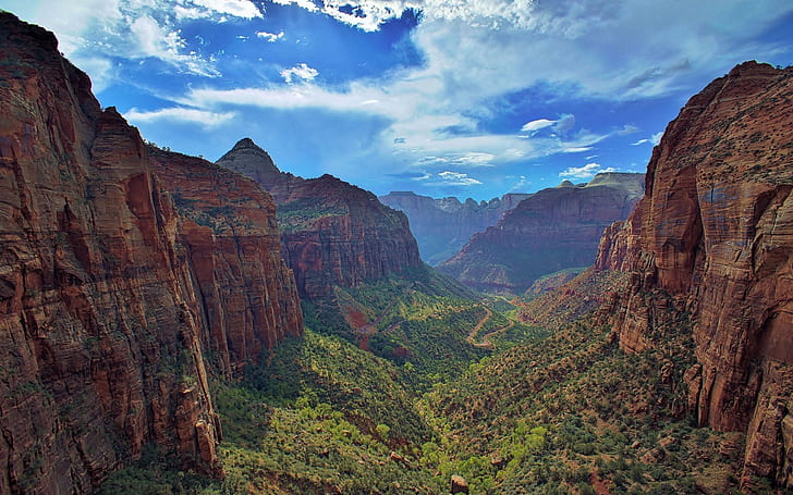Parc national de Zion, Utah, Zion Canyon, rivière Virginia, Fond d'écran HD
