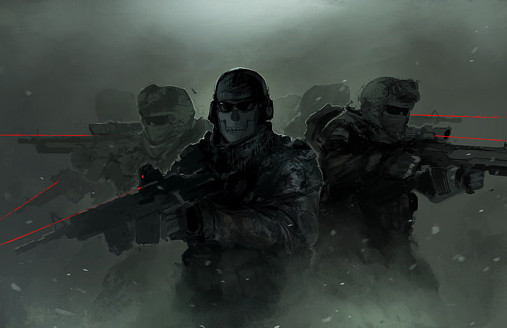 game application digital wallpaper, soldiers, ghost, Activision, Infinity Ward, Call of Duty: Modern Warfare 2, HD wallpaper