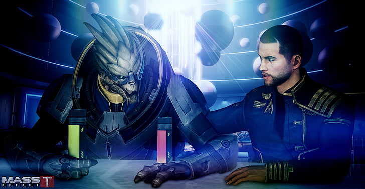 blått och svart elverktyg, Mass Effect, videospel, HD tapet