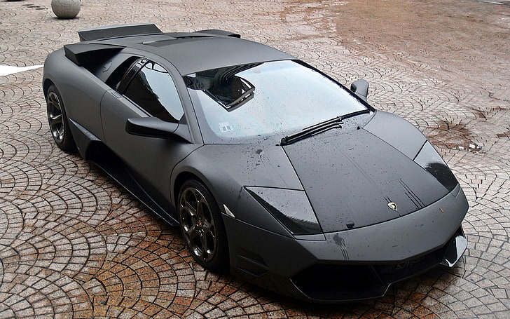 Lamborghini negro deportivo, Lamborghini, Lamborghini Murcielago, coche, vehículo, Fondo de pantalla HD