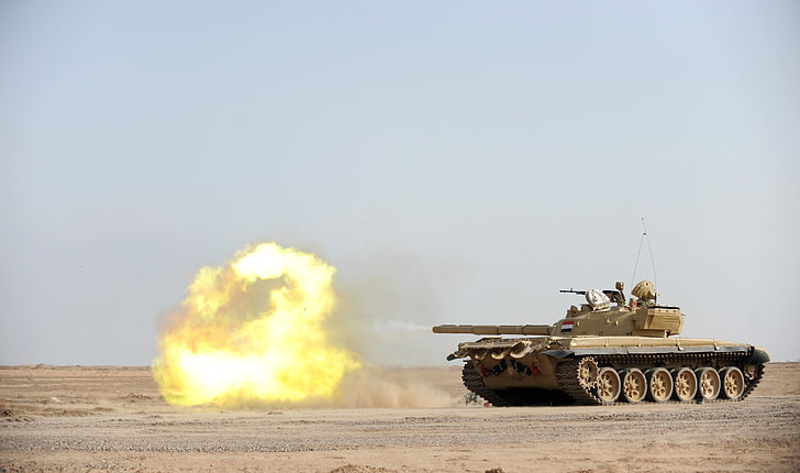 grüne Armee Panzer, Krieg, Schuss, Panzer, Irak, t-72, HD-Hintergrundbild