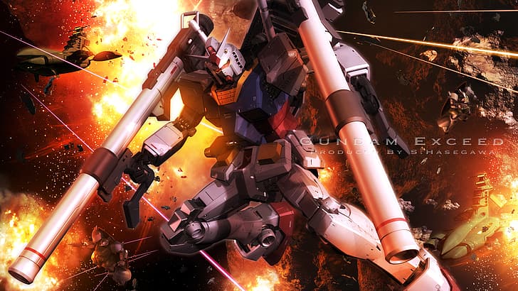 аниме, мех, Mobile Suit Gundam, Gundam, Войны супер роботов, RX-78 Gundam, произведение искусства, цифровое искусство, фан-арт, HD обои