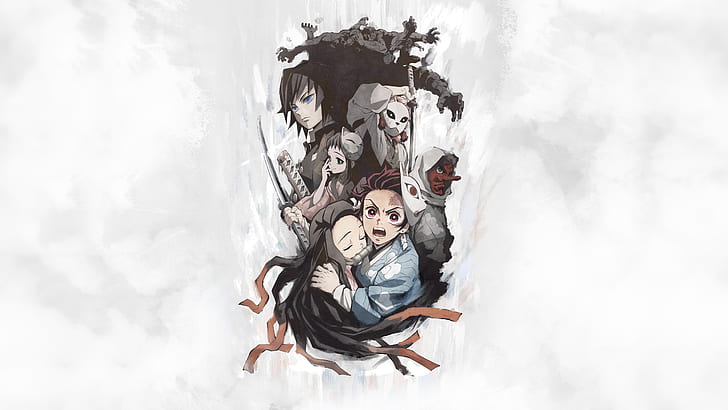 Anime, Demon Slayer: Kimetsu no Yaiba, Nezuko Kamado, Tanjirou Kamado, Wallpaper HD