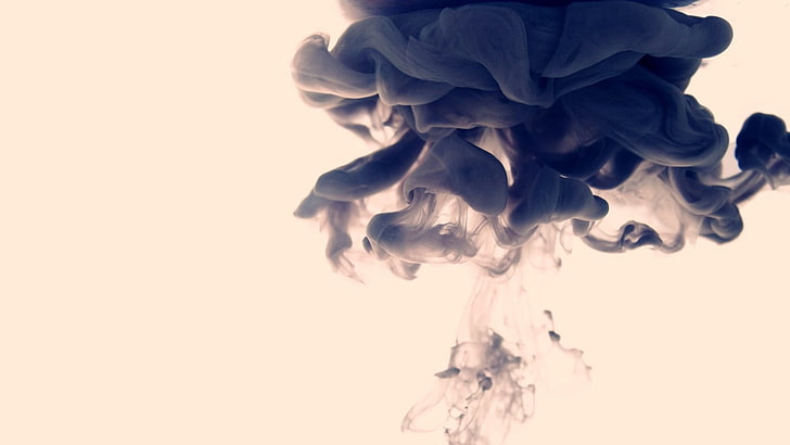 czarny dym, abstrakcja, Alberto Seveso, farba w wodzie, Tapety HD