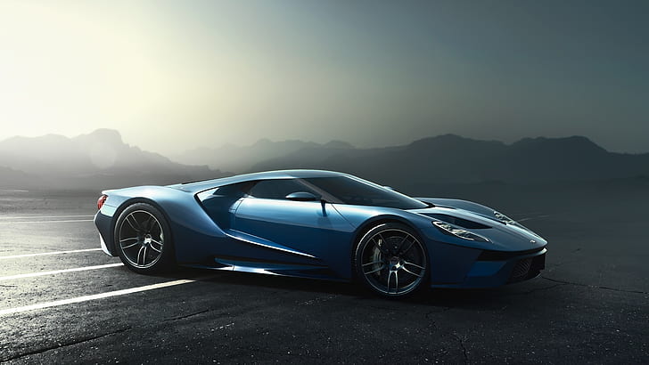 Ford GT supercar 2017, blue sports coupe, Ford, GT, Supercar, 2017, HD wallpaper