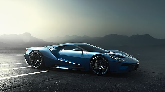 Ford GT supercar 2017, blue sports coupe, Ford, GT, Supercar, 2017, HD wallpaper HD wallpaper