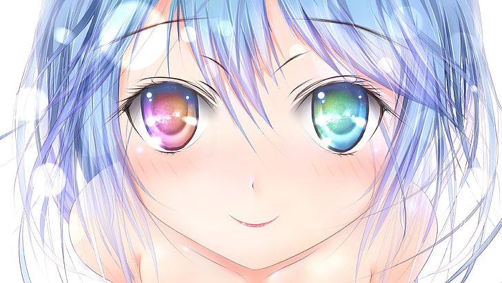 Ilustración de personaje de anime femenino de pelo azul, heterocromía, ojos  rojos, Fondo de pantalla HD | Wallpaperbetter