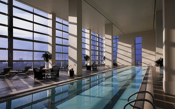 architecture, interior, pool, swiming, HD wallpaper