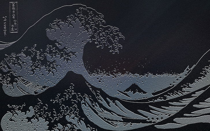 karya seni, Hebat, Jepang, Kanagawa, lepas, laut, gelombang, ombak, Wallpaper HD