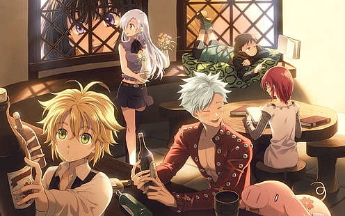 Anime Charaktere Wallpaper, Nanatsu no Taizai, Meliodas, Fairy King Harlekin, Diane (Sünde des Neides), Gowther (Sünde der Lust), HD-Hintergrundbild HD wallpaper