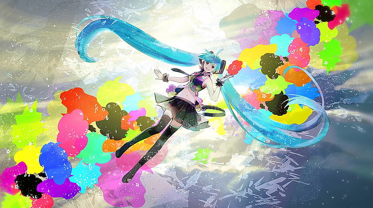 Hatsune Miku, Vocaloid, thigh-highs, HD wallpaper