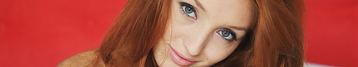 червена коса на жена, тройна екрана, жени, списание MetArt, Мишел Х. Паги, HD тапет