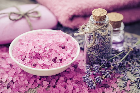 Seife, Rosa, Lavendel, Salz, Spa, Öl, HD-Hintergrundbild HD wallpaper