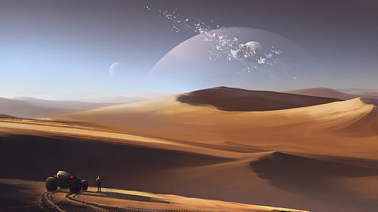paysage fantastique, désert, art fantastique, dune, science fiction, paysage scifi, scifi, sable, Fond d'écran HD HD wallpaper