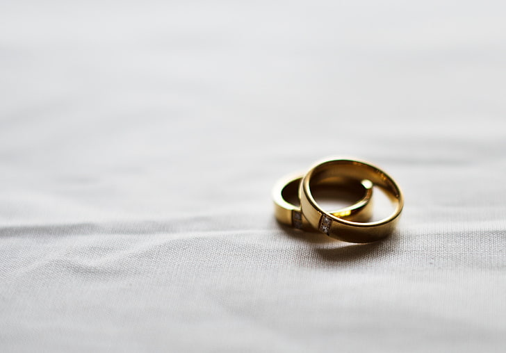 rings, wedding, couple, gold, love, HD wallpaper