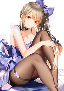  black stockings, stockings, anime girls, pantyhose, HD wallpaper HD wallpaper