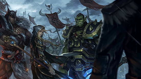 Варкрафт, World Of Warcraft, Баннер, Джайна Праудмур, Орк, Рексар (World Of Warcraft), Тралл (World Of Warcraft), Воин, HD обои HD wallpaper