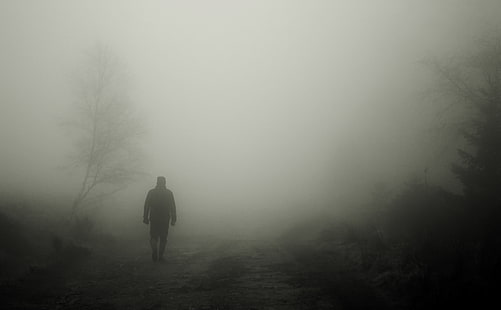 sagoma, nebbia, solitudine, da solo, Sfondo HD HD wallpaper