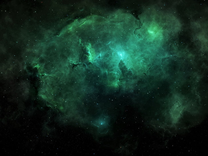 Fi Sci, Nebula, Hijau, Luar Angkasa, Bintang, Wallpaper HD
