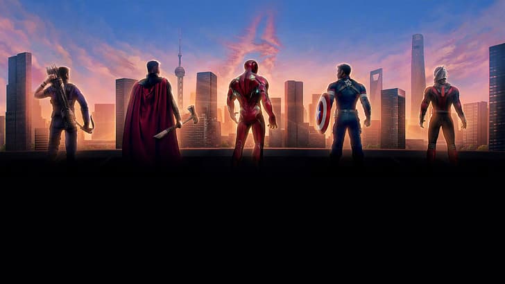Эндшпиль Мстителей, Железный Человек, Капитан Америка, Тор, Соколиный Глаз, Человек-Муравей, Комиксы Marvel, HD обои