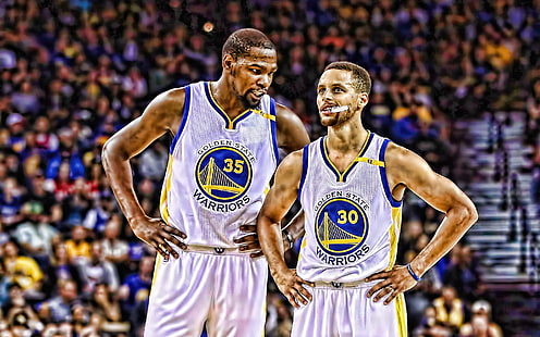 Bola Basket, Golden State Warriors, Kevin Durant, Stephen Curry, Wallpaper HD HD wallpaper