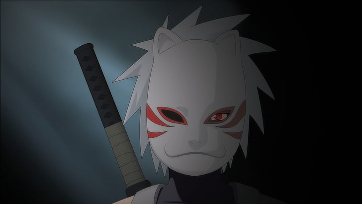 Illustration du personnage de Naruto, Naruto Shippuuden, Hatake Kakashi, ANBU, masque, anime, Fond d'écran HD
