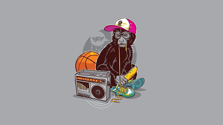 singe portant casquette écoute fond d'écran numérique boombox, Musique, Hip Hop, Fond d'écran HD