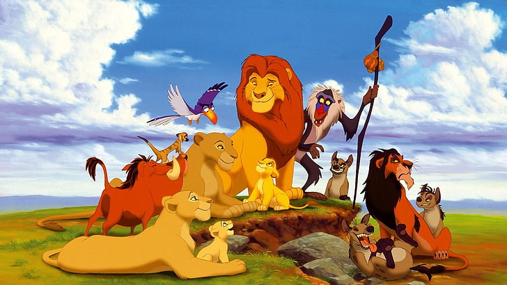 Disney, movies, Mufasa, Nala, Pumba, Rafiki, Simba, Timon, Zazu, HD wallpaper