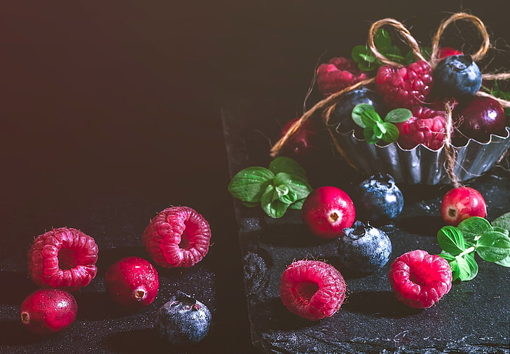 ألوان متنوعة من ديكورات الزهور والطعام والفواكه، خلفية HD