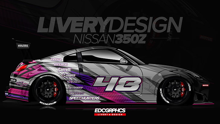EDC Graphics, render, Nissan 350Z, Nissan, JDM, carros japoneses, carros de corrida, HD papel de parede