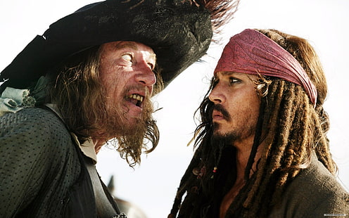 Pirates des Caraïbes, Pirates des Caraïbes: au bout du monde, Geoffrey Rush, Hector Barbossa, Jack Sparrow, Johnny Depp, Fond d'écran HD HD wallpaper