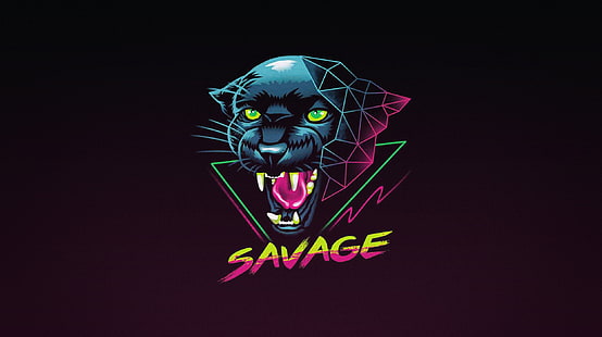 Minimalism, Cat, Panther, Background, Art, Neon, Savage, Synth, Ret Microwave, Synthwave, New Retro Wave, Futuresynth, Sintav, Retrouve, Outrun, by Vincenttrinidad, Vincenttrinidad, by Vincent Trinidad, Vincent Trinidad, Synthwave style of the Panther, วอลล์เปเปอร์ HD HD wallpaper