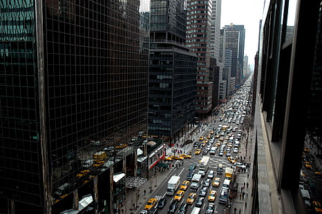 via, città, New York City, taxi, edificio, macchina, Sfondo HD HD wallpaper