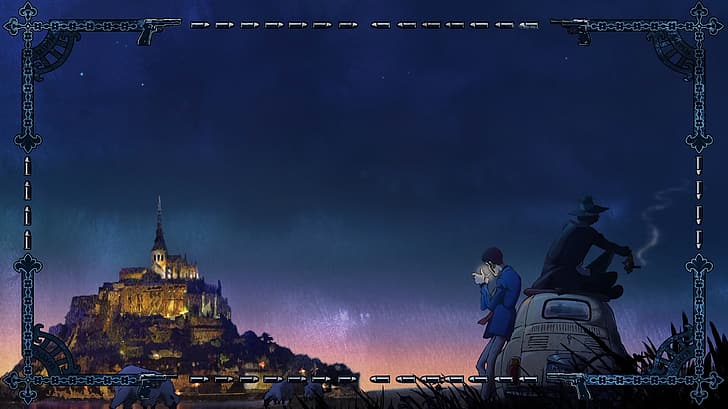 anime, Lupin III, perbatasan, merokok, Wallpaper HD