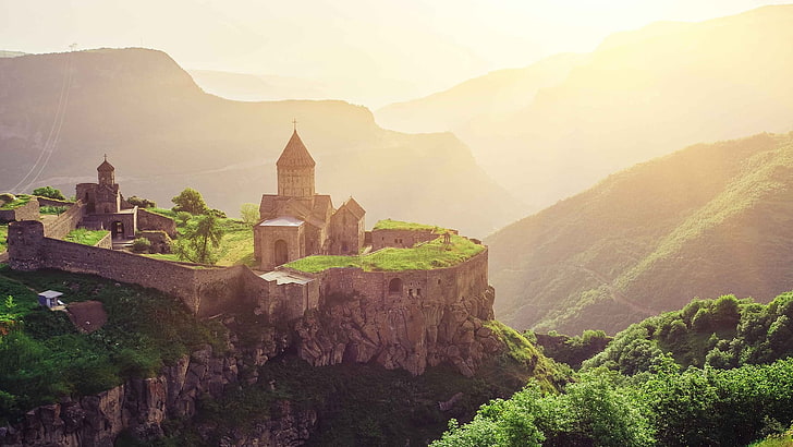 historic site, nature, landmark, mountain, hill station, tatev monastery, monastery, sky, armenia, europe, tourist attraction, syunik, hill, HD wallpaper