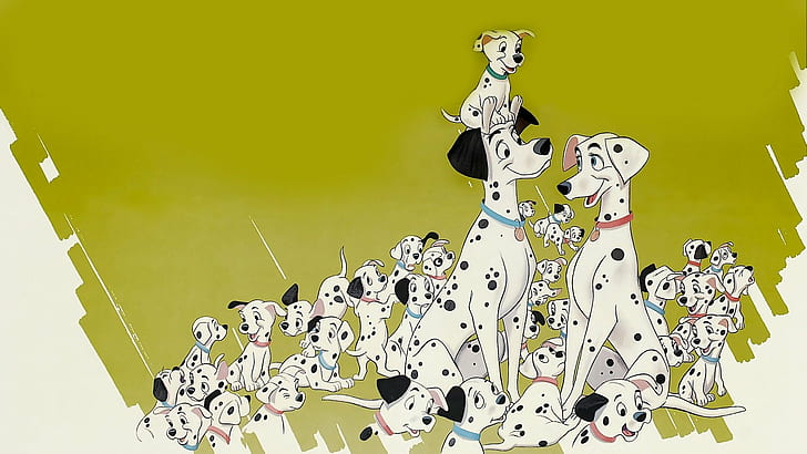 100, 101 dalmatians, petualangan, komedi, dalmatians, disney, anjing, keluarga, anak anjing, Wallpaper HD