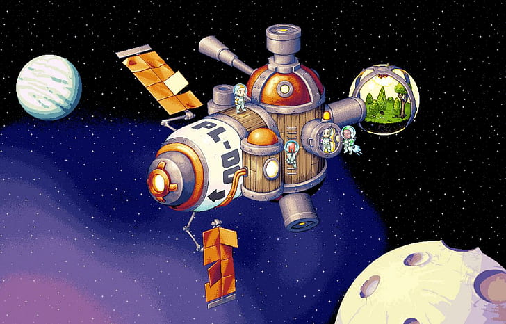 Spineworld, Pixel Art, Space, Astronaut, Space Station, Spineworld, pixel art, space, astronaut, space station, 1250x800, Tapety HD