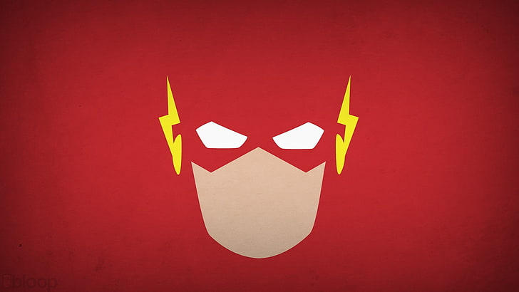 The Flash clip art, simple background, comics, DC Comics, hero, Flash, minimalism, Blo0p, superhero, The Flash, red background, HD wallpaper