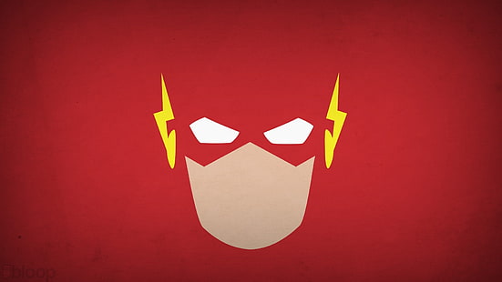 The Flash clip art, simple background, comics, DC Comics, hero, Flash, minimalism, Blo0p, superhero, The Flash, red background, HD wallpaper HD wallpaper